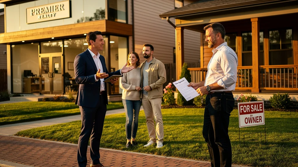 Comparaison réaliste entre agent immobilier et vente directe devant maison à vendre, verdict après test des deux méthodes