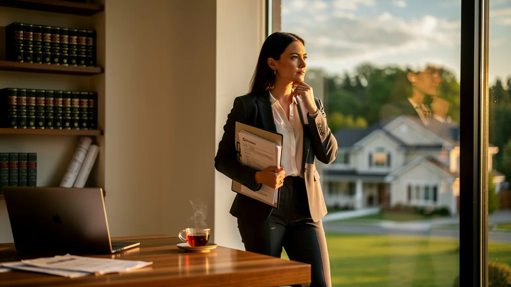 Jeune femme réfléchie devant fenêtre, thème indivision sortie sans erreur ni perte en immobilier