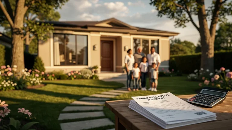 Image photoréaliste d'une maison familiale illustrant les avantages et inconvénients d'une SCI familiale